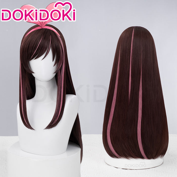 【Ready For Ship】DokiDoki Vtuber Kizuna AI Cosplay Wig Long Straight Brown Pink Hair