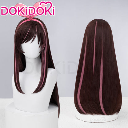 【Ready For Ship】DokiDoki Vtuber Kizuna AI Cosplay Wig Long Straight Brown Pink Hair