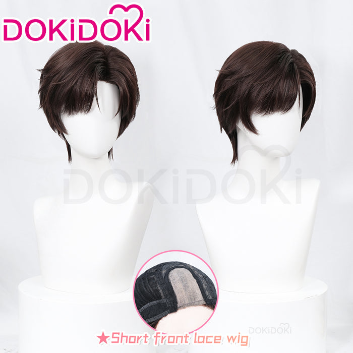 【Ready For Ship】【Front Lace】DokiDoki Game Light and Night Cosplay Evan Wig Short Straight Brown Hair