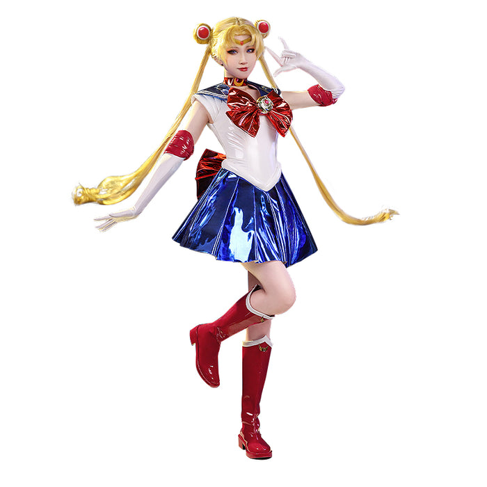 【Ready For Ship】【Last Batch】DokiDoki-R Anime Cosplay Costume White Blue Dress