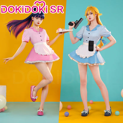 【Ready For Ship】【Last Batch】DokiDoki-SR Anime Cosplay Pink/Blue Costume Waitress Dress / Shoes
