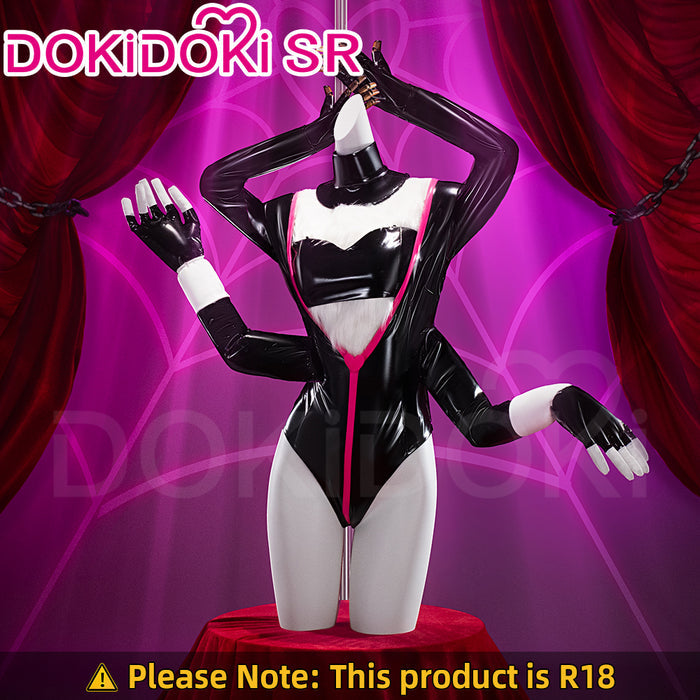 【Ready For Ship】【Size S-3XL】DokiDoki-SR Anime Hell Hotel Cosplay Costume Black Leather Bodysuit Sexy Halloween