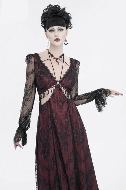 Blood Burgundy Beaded Goth Dress