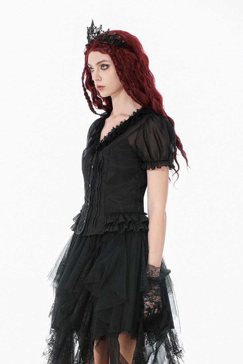 Castleruins Ruffle Puff Sleeve Top