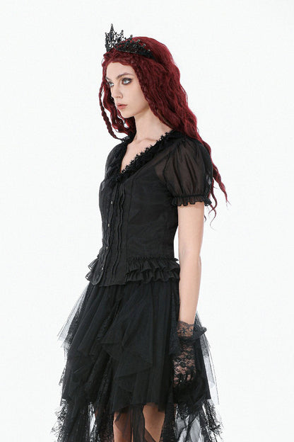 Castleruins Ruffle Puff Sleeve Top