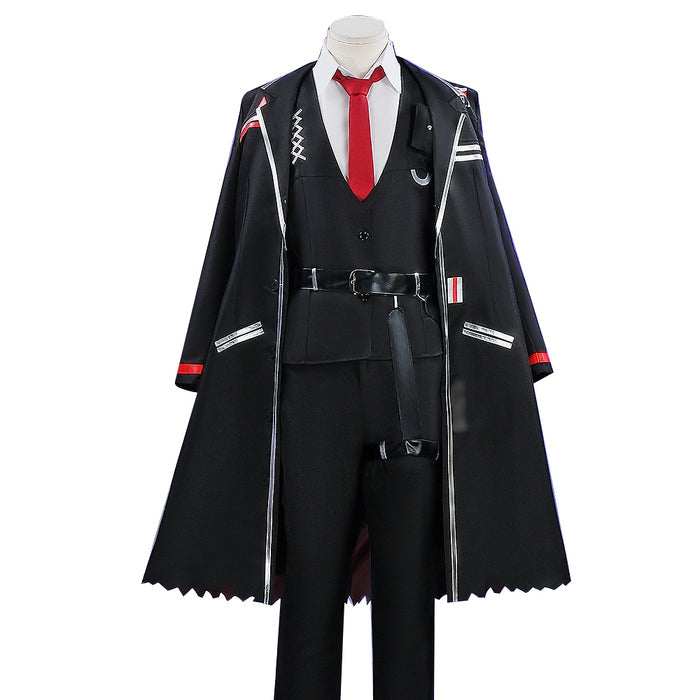 【Size S-2XL】DokiDoki-R Game Cosplay Black Suit Costume Halloween