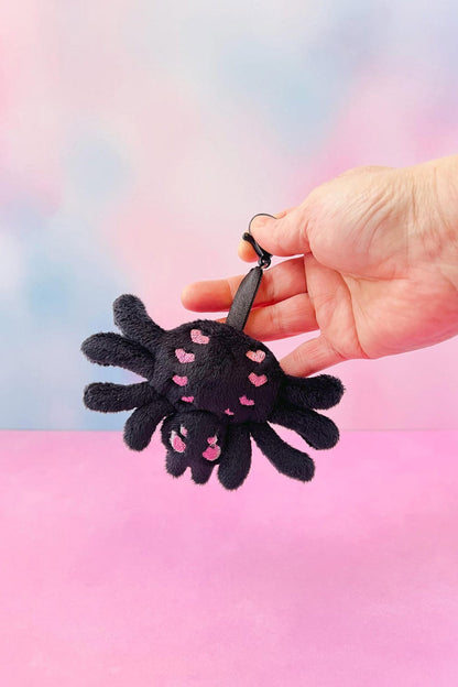 Creepy Cute Pastel Goth Spider Plush Bag Keychain [Black]