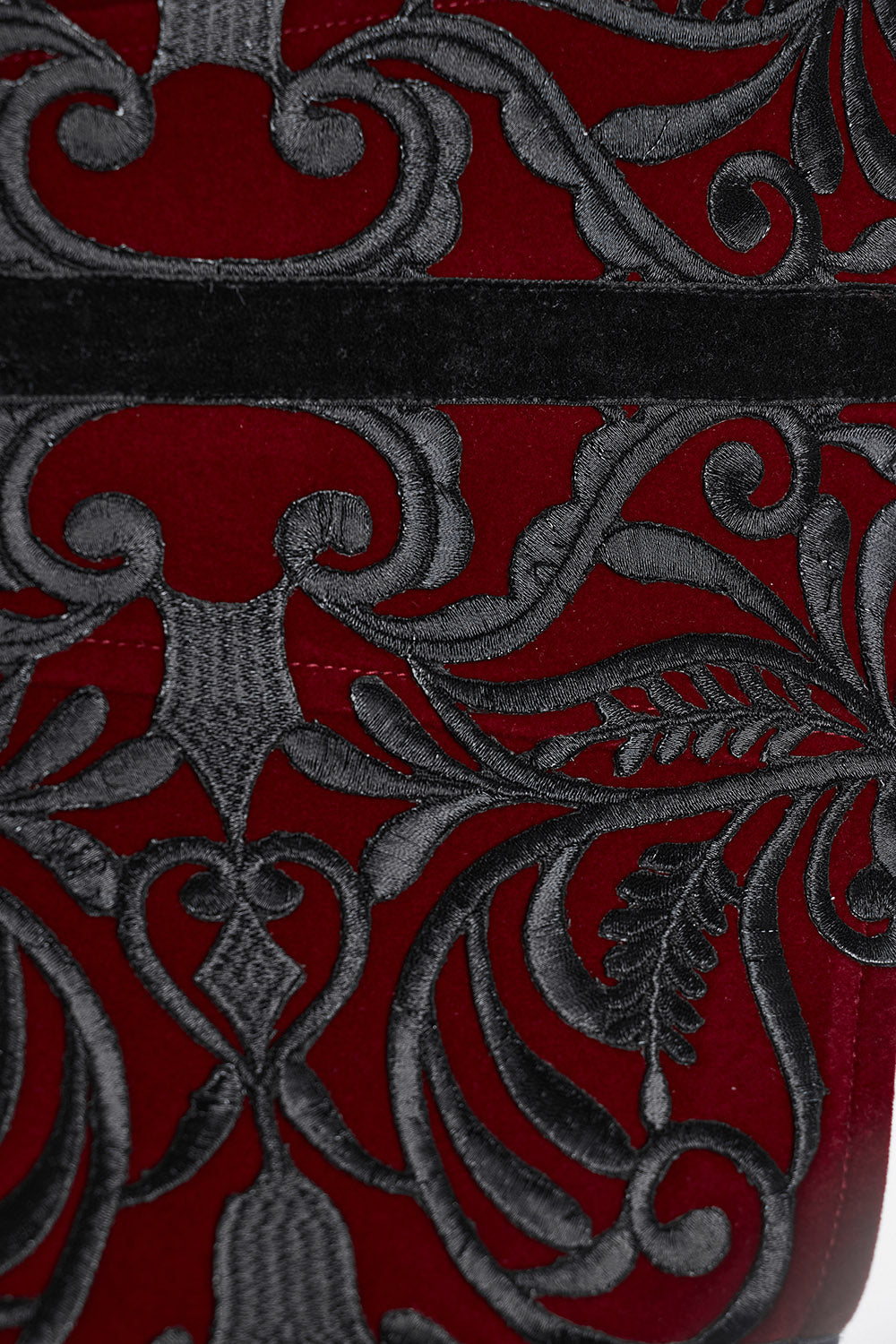 Blood Countess Embroidered Velvet Corset [Black/Red]