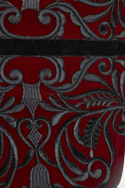 Blood Countess Embroidered Velvet Corset [Black/Red]