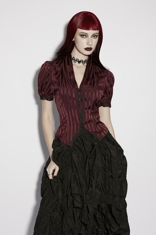 Crimsonlace Puff Sleeve Top [Red Merlot]