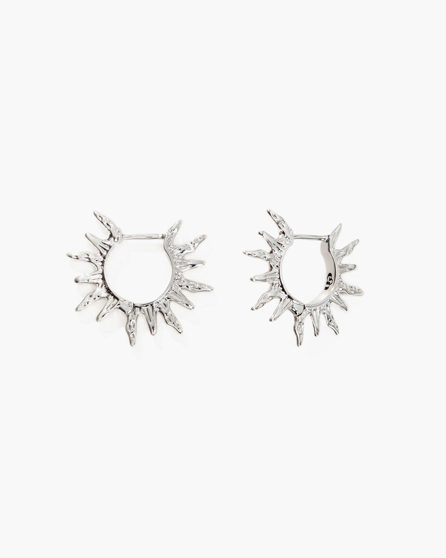 Sun Hoop Earrings in Silver
