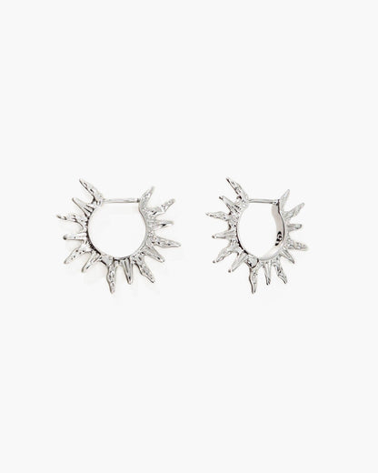 Sun Hoop Earrings in Silver