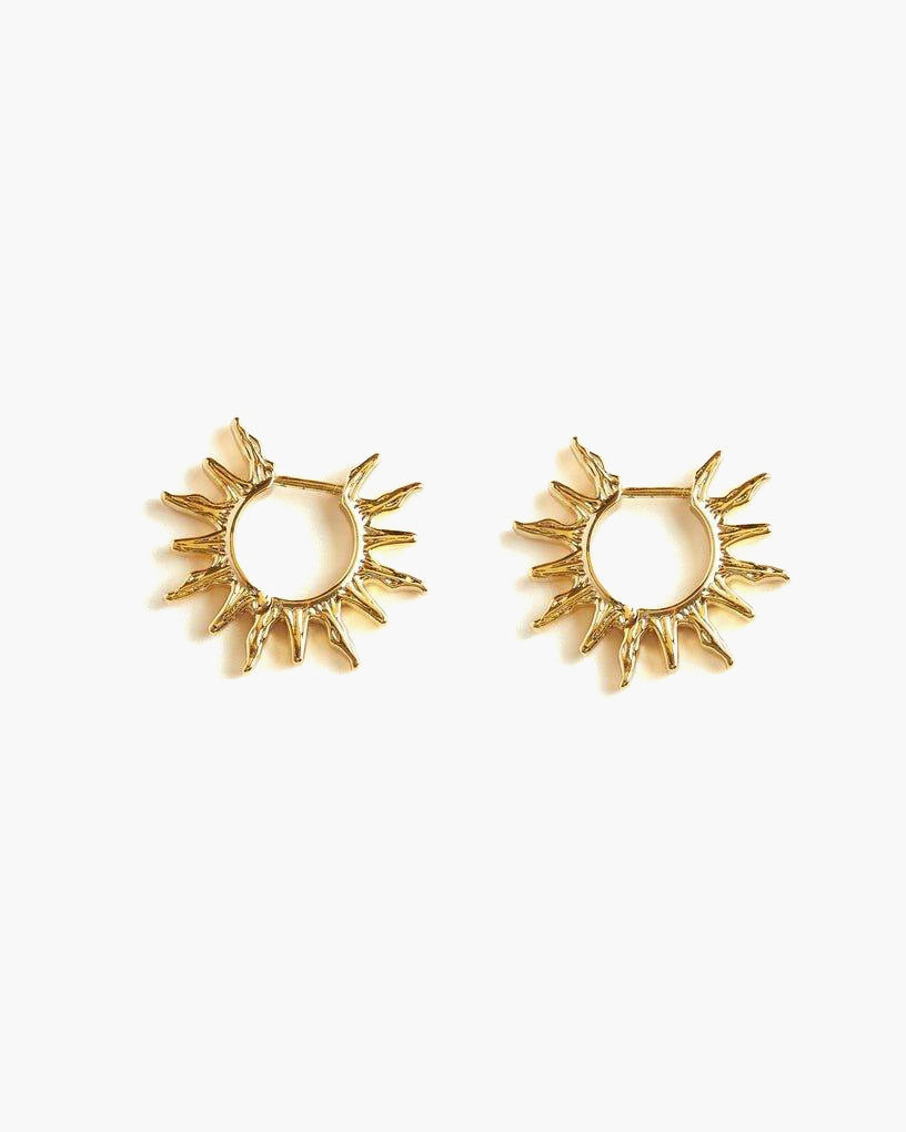 Sun Hoop Earrings in Silver