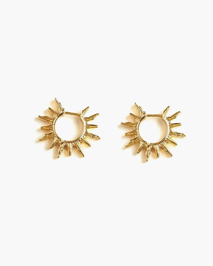 Sun Hoop Earrings in Silver