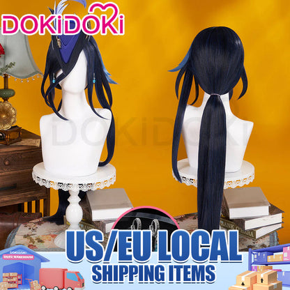 【US LOCAL SHIPPING 】DokiDoki Game Genshin Impact Cosplay Clorinde Wig Long Blue Pony Tail Fontaine