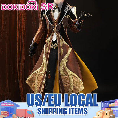 【US/EU LOCAL SHIPPING 】【Size S-3XL】DokiDoki-SR Game Genshin Impact Zhong Li Cosplay Zhongli Costume / Wig