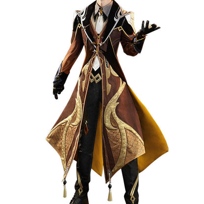【US/EU LOCAL SHIPPING 】【Size S-3XL】DokiDoki-SR Game Genshin Impact Zhong Li Cosplay Zhongli Costume / Wig