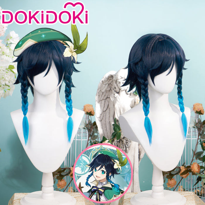 【US/EU LOCAL SHIPPING】【Gradient Ver 】DokiDoki Game Genshin Impact Venti Cosplay Wig Black Blue Wig