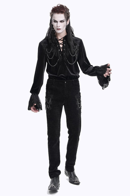 Cadaverous Black Velvet Vampire Pants