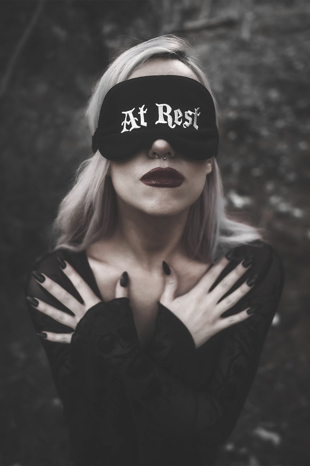 At Rest | Silk Sleeping Mask [Deathly Tired Black]