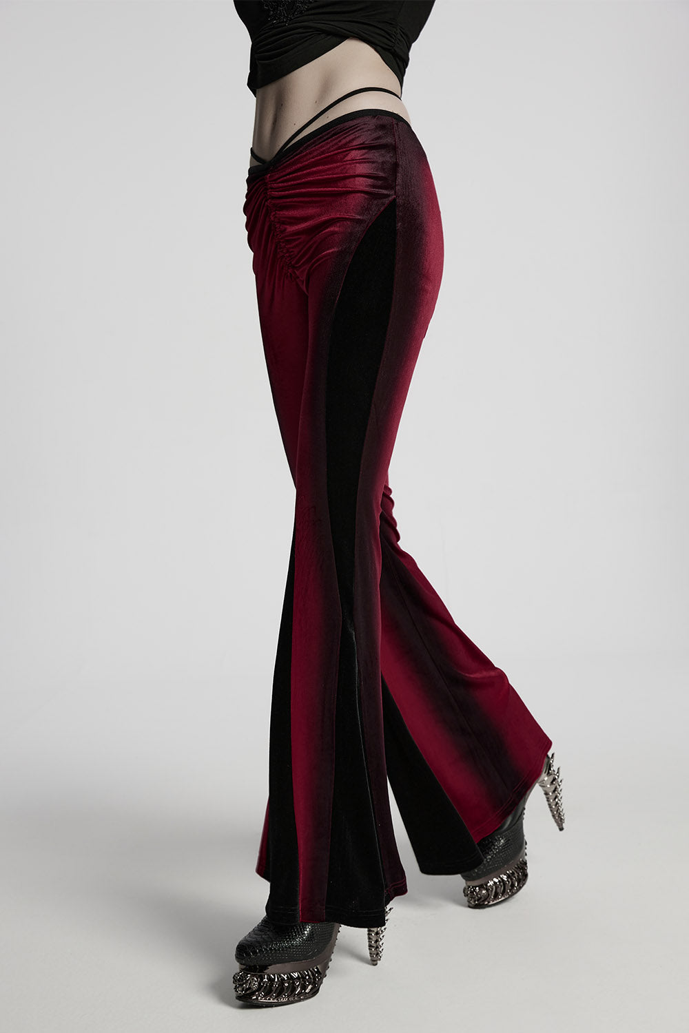 Bloodletting Velvet Flared Pants [Red]