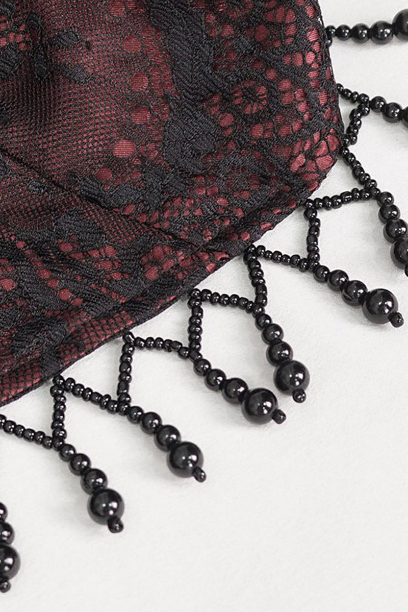 Blood Burgundy Beaded Goth Dress