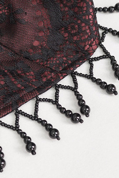 Blood Burgundy Beaded Goth Dress