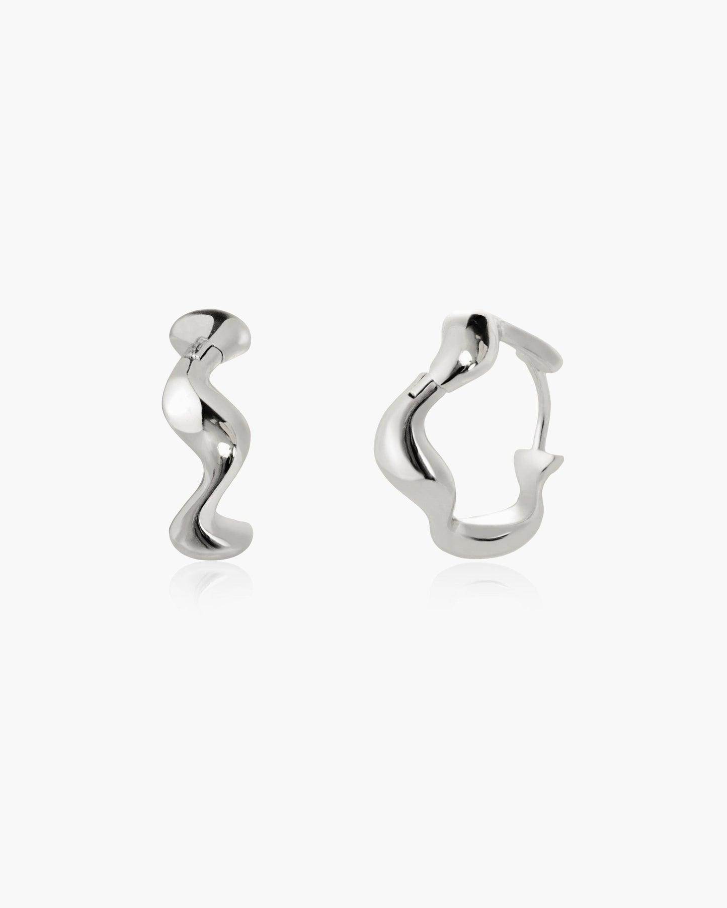 Silver Wave Hoop Earrings