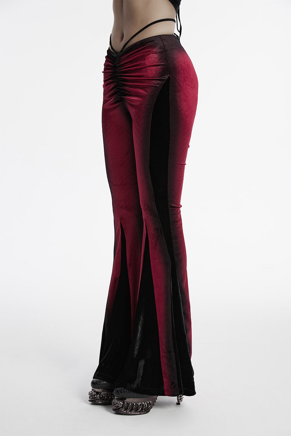 Bloodletting Velvet Flared Pants [Red]