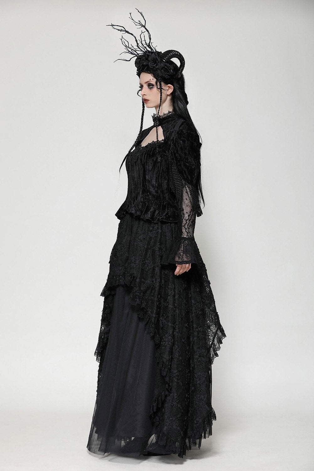Black Seas Layered Goth Maxi Skirt