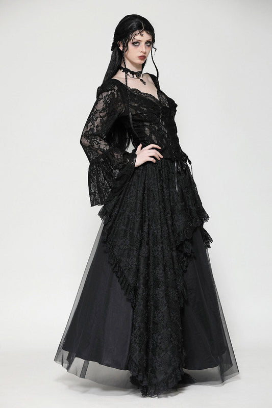 Black Seas Layered Goth Maxi Skirt